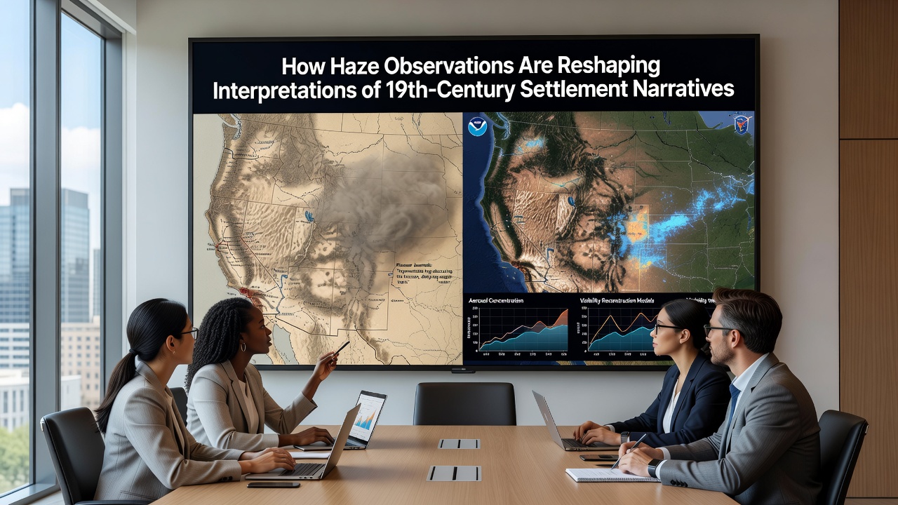 Researchers examining digitized 19th century journals alongside haze measurement charts